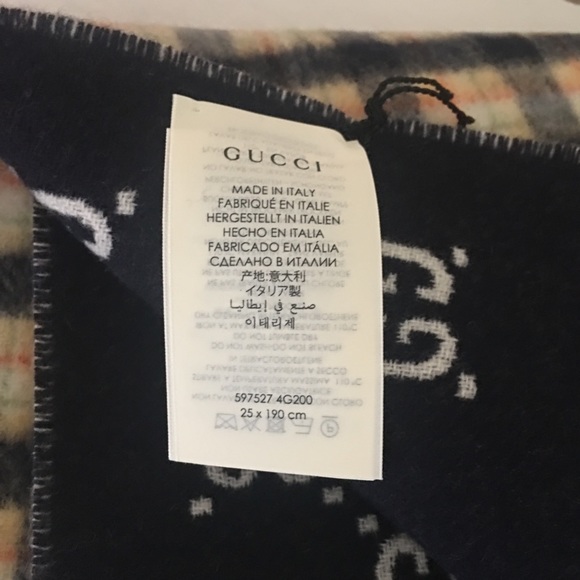 NWT Gucci 597527 4G200 Plaid Gg Pattern Wool 100 Reversible Muffler. - Picture 8 of 9